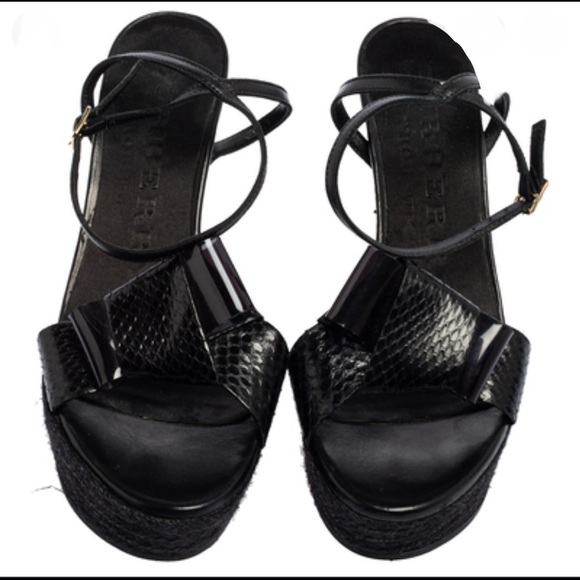 Burberry python wedge sandals - Picture 4 of 7